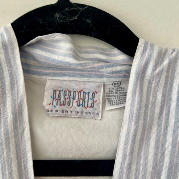 Vintage Pier 1 Imports Cotton Patchwork Embellished Beaded Robe Overshirt O/S - Picture 2 of 12